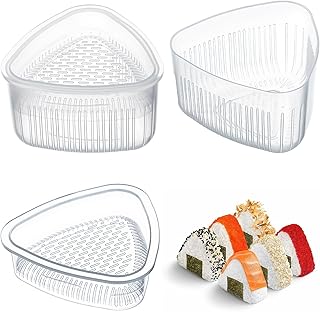 Sibba 3Pcs Triangle Onigiri Rice Ball Mold, Clear Plastic Rice Ball Maker Mold, Bento Lunch Sushi Molds for Kids and Adults, Non-Stick Molds for Japanese Onigiri