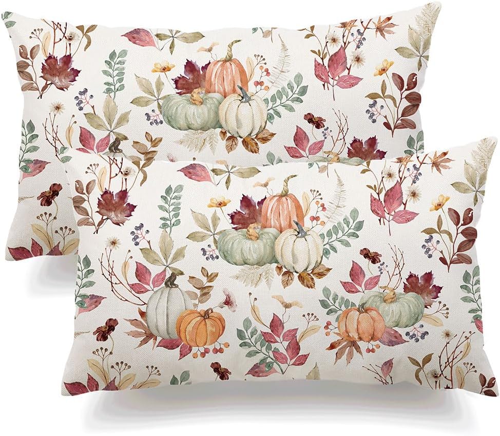Amazon.com: DFXSZ Fall Pillow Covers 12x20 inch Set of 2 Pumpkin Maple ...