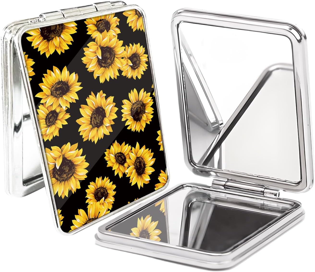 Compact Pocket Mirror, Cute Travel Mini Mirror with Magnification, Foldable Double-Sided Portable Cosmetic Mirror for Men, Women Tarot Moon and Sun