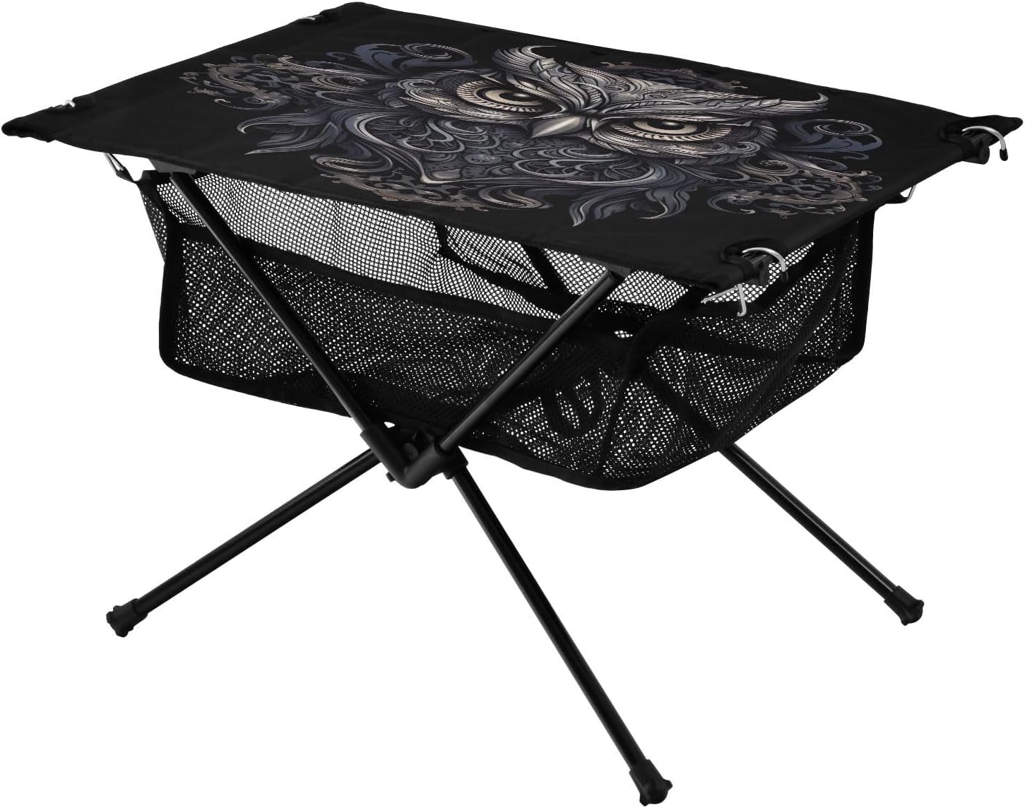 Totemic Owl Beach Camping Table, Easy Fold-Up Design & Portable with Carry Bag – Ideal for Outdoor BBQ, Picnic, Campsites