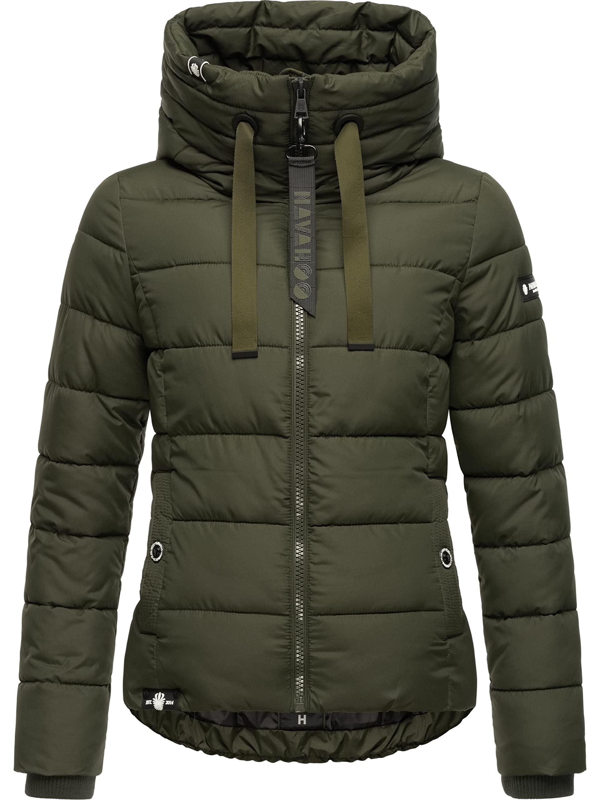 Navahoo Amayaa Women's Winter Jacket Warm Quilted Jacket with High Collar and Adjustable Hood XS - XXL, olive, XS
