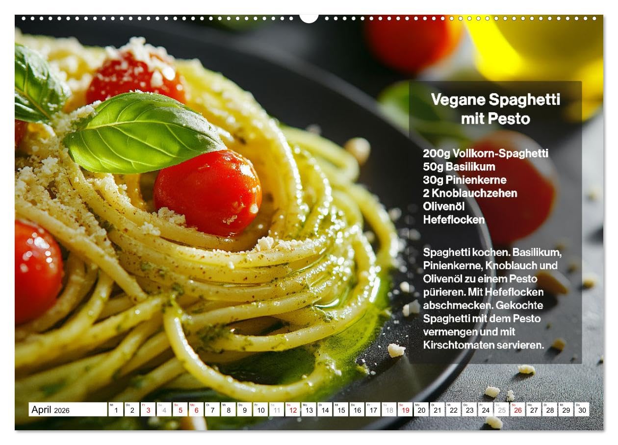 Veganes Soulfood - Leichte vegan Rezepte für jeden Monat (hochwertiger Premium Wandkalender 2026 DIN A2 quer), Kunstdruck in Hochglanz: Jeden Monat ... lecker und saisonal! (CALVENDO Lifestyle)