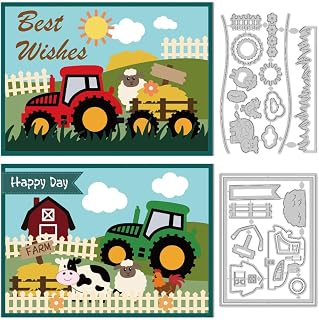 Farm Tractor Cutting Dies Card Making Die Stencil Farm Animal Metal Card Die Cuts Scrapbooking Embossing Template Dies for Greeting Cards Craft Paper Album Invitation Decor