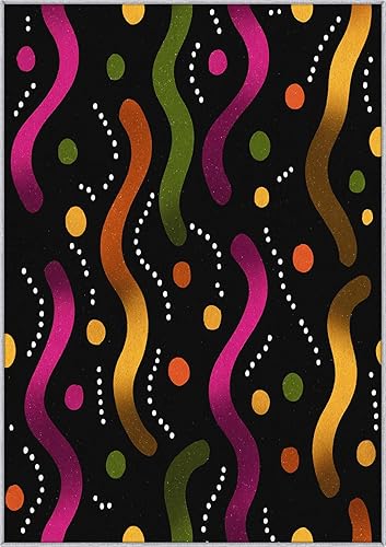 Miniatura 3 de Washable 5x8 70s 80s Rug Living Room, 1970s Retro Funky Wavy Design Area Rugs for Bedroom, 70s 80s Home Decor Carpet, Low Pile, Non Slip, Kids & Pet
