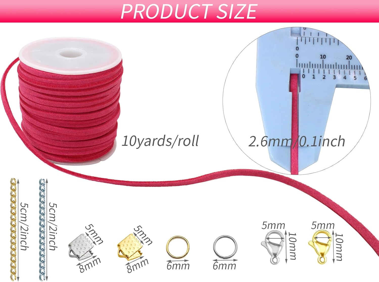 Faux Suede Cord String for Jewelry Making 2.6mm 12 Spools 110 Yards Colored Assorted Flat Leather Cord DIY Crafts String for Necklace-Dream Catcher Supplies-Hat- Walking Stick (PT396)