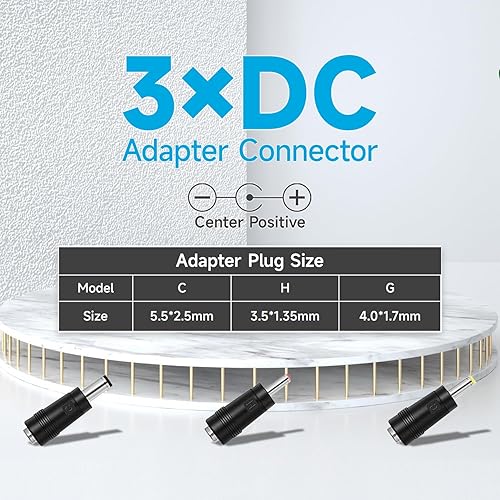 Miniatura 4 de Adaptador de fuente de alimentación de 12 V 1A1000 mA de 10 pies de largo, adaptador de 12 W de CA a CC con 3 puntas para tira de luces LED,