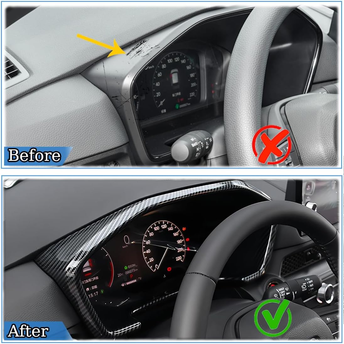 for Honda CRV CR-V 2023 2024 2025 2026 Dash Board Instrument Panel Dial Dashboard Trim Cover Frame - ABS Carbon Fiber Sport Upgrade Trims Interior Accessories (1PCS)