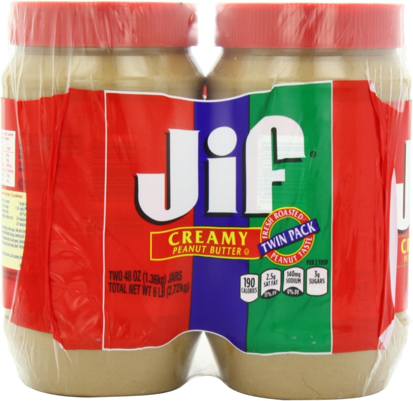 Jif Creamy Peanut Butter, 48 Ounce, 2 count by Jif