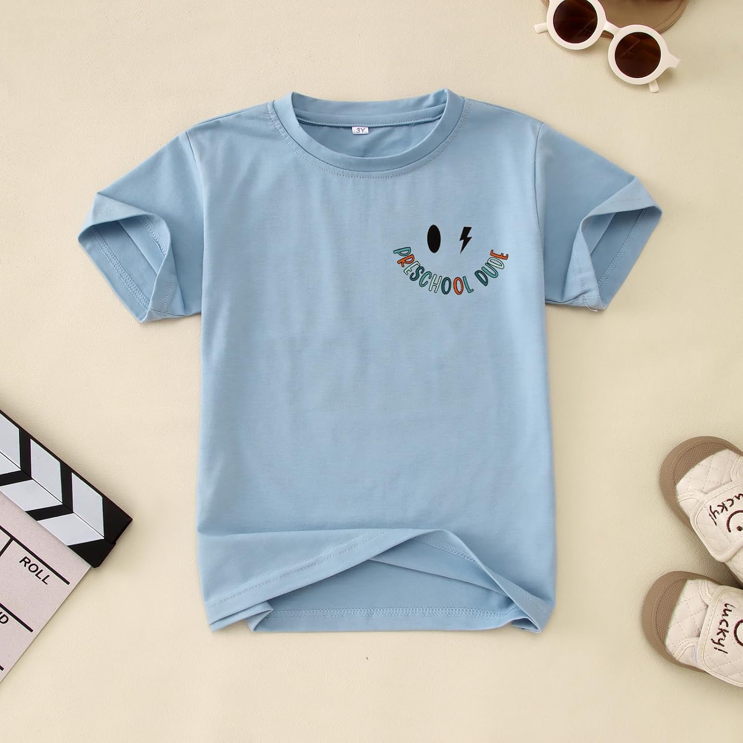CM C&M WODRO Toddler Boy First Day of School Shirt Preschool Dude T-Shirt Kid Back to School Outfit Cute Summer Tee Tops 3-4T