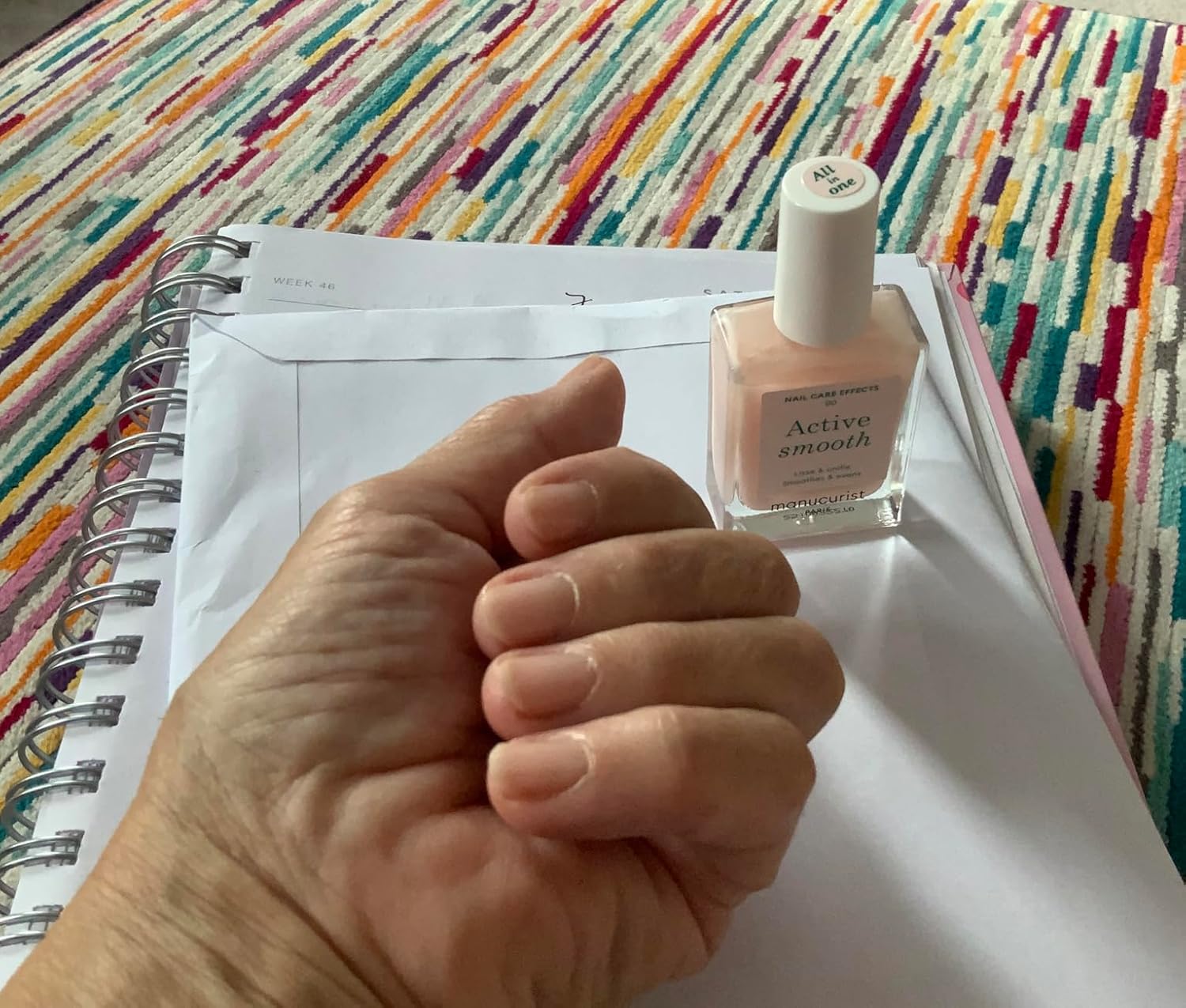 Manucurist Active Smooth 00 Nail Concealer Polish & Care - 2 in 1 Nude Nail Polish : Nail Strengthener and Growth - No Lamp - Ridge Filler for Nails - Natural Rosé Nail Polish