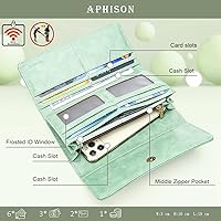 Vista 10 de Aphison - Cartera larga de cuero suave RFID para mujer, con caja de regalo