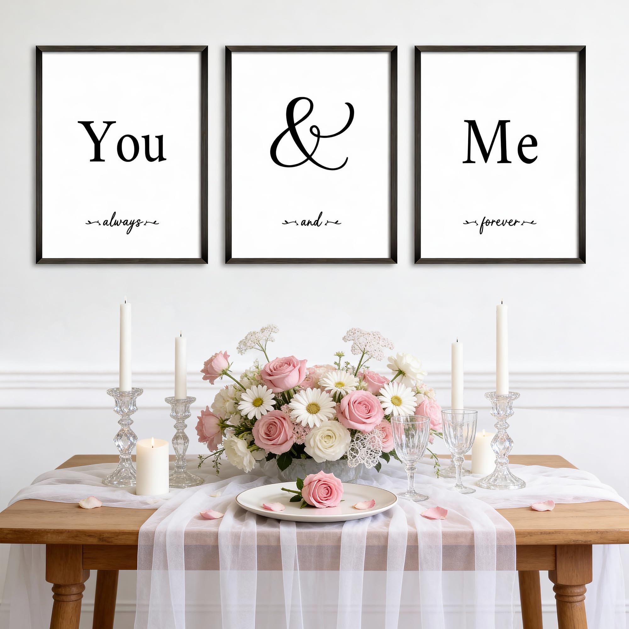 Houmury Set of 3 'You & Me Always' Framed Wall Art