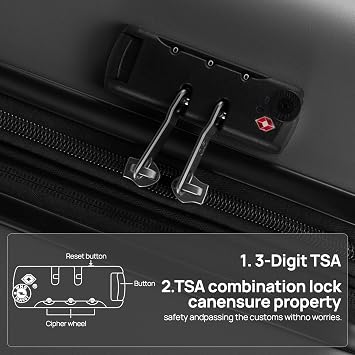 NINETYGO Carry On Luggage 22x14x9 Airline Approved, 20 Inch Luggage with Smooth Double Spinner Wheels, Hard Shell PC+ABS Suitcase Carry-On, Lightweight Travel Luggage, TSA Approved (Black, Andes)