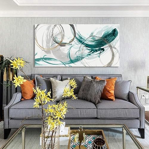 Miniatura 56 de Sxurmtiie Lienzo decorativo para pared, arte abstracto, fantasía azul, grafiti colorido sobre fondo blanco, 32 x 48 pulgadas, arte moderno