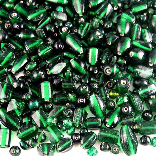 Miniatura 4 de The Crafts Outlet 1 libra  16.01 oz a granel de formas y tamaños surtidos de cuentas de vidrio de 0.236-0.472 in verde esmeralda