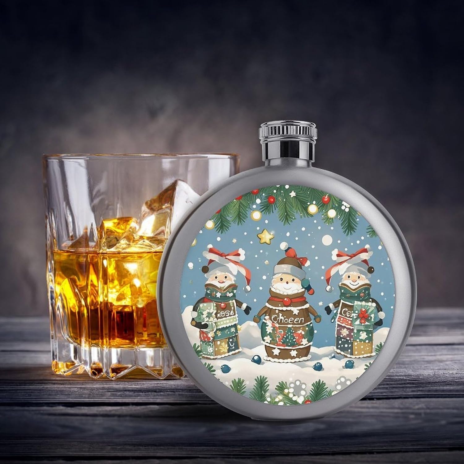 Christmas Cheer Stainless Steel Flagon to 5 Oz with Screw Cap,Hip Flask for Men–Whiskey & Liquor Pocket Flask,Alcohol Flagon for Camping Drink Sports Outdoor Wine Bottle