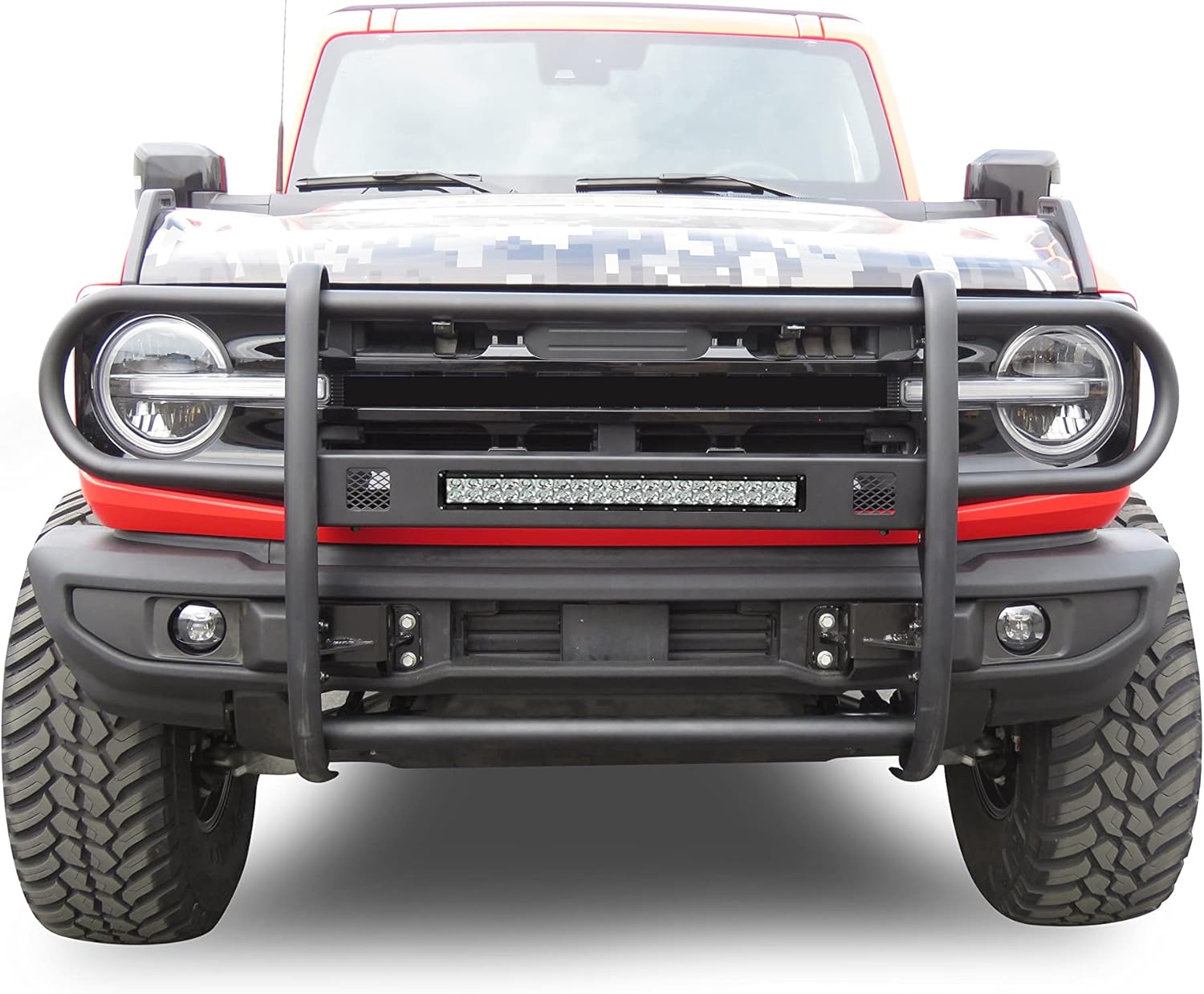 Black Horse Beacon Grille Guard Modular Black Compatible with 2021-2026 Ford Bronco (Full Size)-BGFB21
