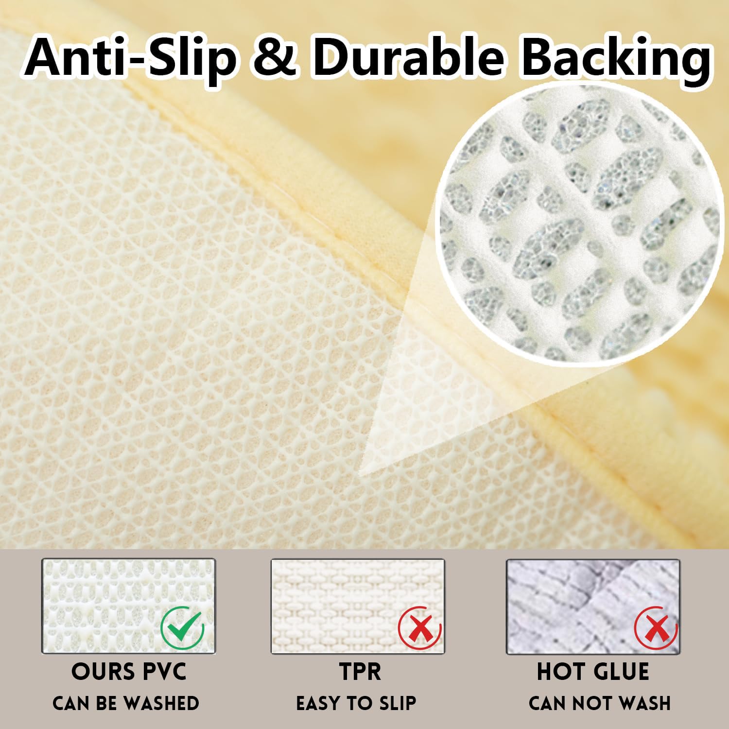 Lot de 3 tapis de salle de bain en chenille, très épais et absorbants, antidérapants, lavables en machine, séchage rapide, doux et confortable, utilisés sous la douche, baignoire et évier,