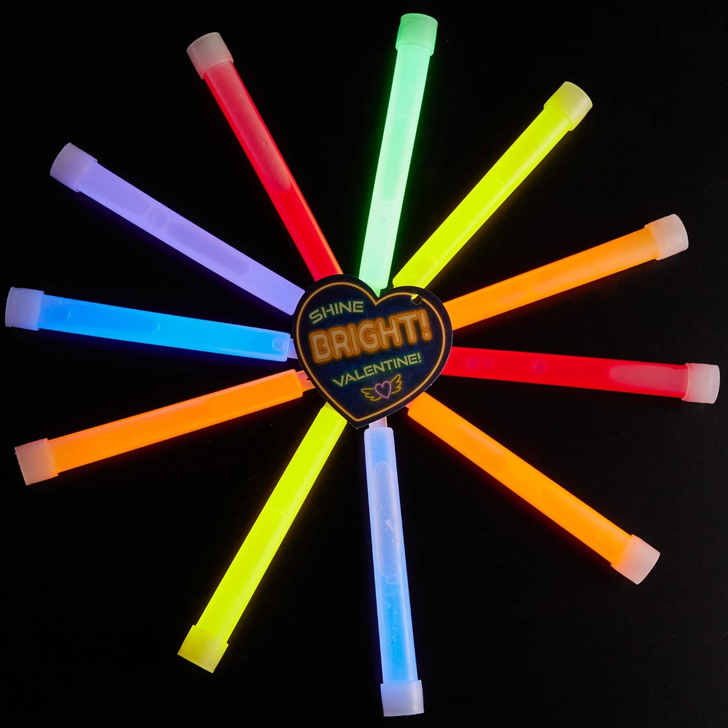 JOYIN 28 Packs Valentine's Day Gifts Cards with Ultra Bright Large Glow Sticks for Kids, Waterproof Glow Sticks for Valentine's Party Favors, Valentines Classroom Exchange Toy, School Prizes