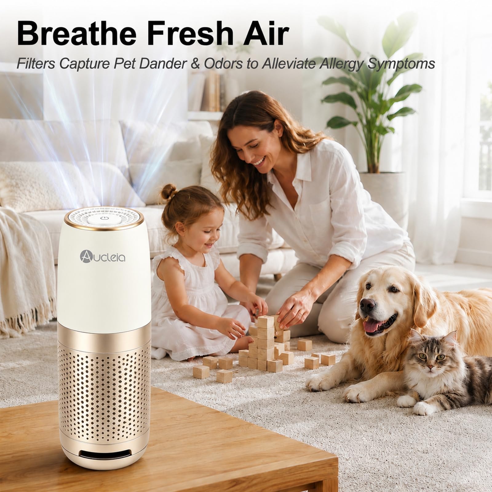 Aucleia Mini purificatore d'aria ionico per casa e camera da letto, con cuscinetti aromatici, confezione da 2, oro