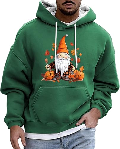 Aipengry Men's Fashion Halloween Sweatshirts Pullover Tops Plus Size Pumpkins Printed Graphic Drawstring Hoodies with Pocket