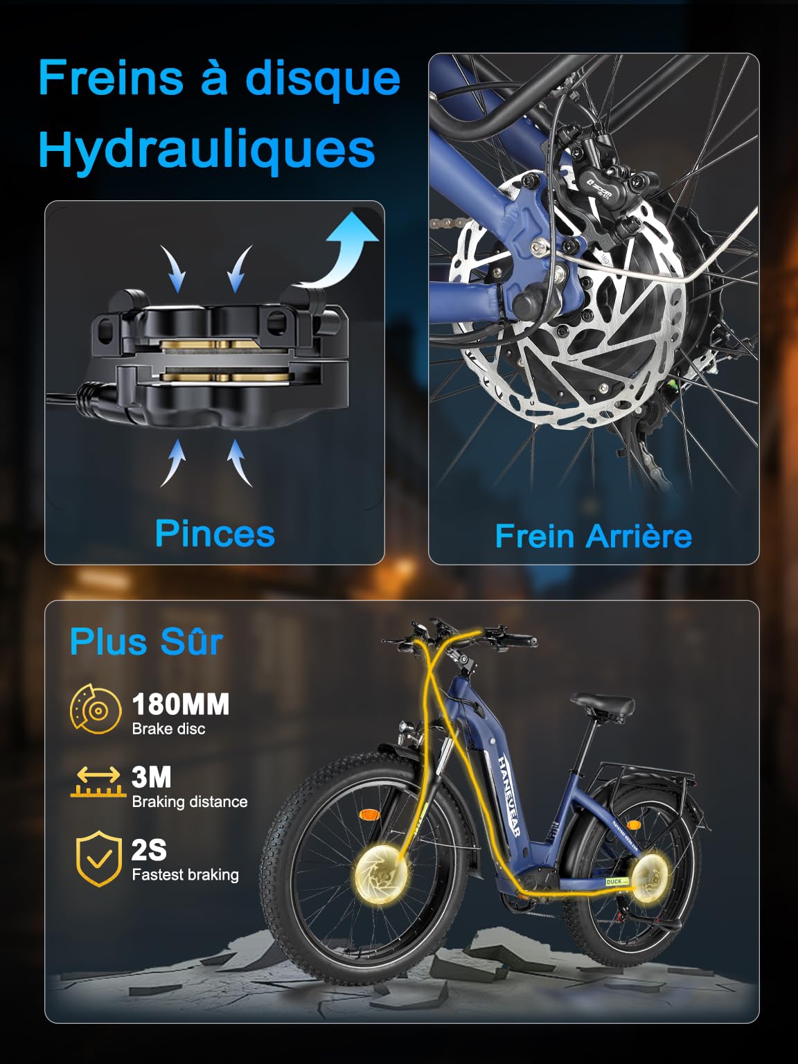 HANEVEAR Vélo Électrique Homme | Batterie 21Ah 48V Amovible | Moteur 250W 85N.m | 26"*4.0" Fat Tire VTT Électrique Adulte, Freins Hydrauliques, Fat Bike Électrique Tout-Terrain pour Adultes