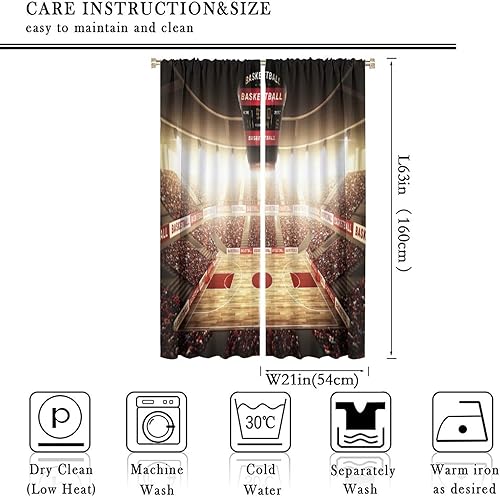 Vista 86 de Boys Sports Curtains Basketball Football Baseball Flame Pattern Printed Curtains Kids and Teenagers' Bedroom Living Room Blackout Curtains W42 * L54