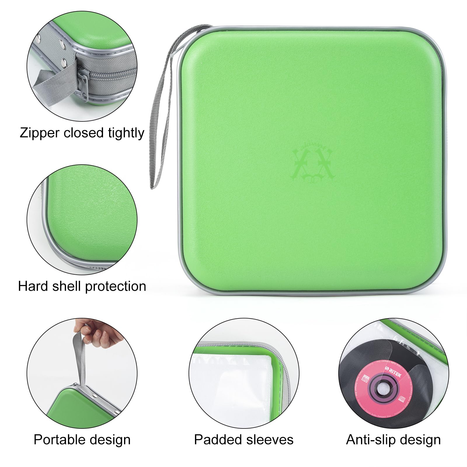 alavisxf xx Porta CD Custodia Plastica Dura da 48 Capacità - CD Organizer per Auto Porta CD Borsa Custodia CD Auto Protettiva Portafoglio Organizer (Verde48, 48 Capacità)