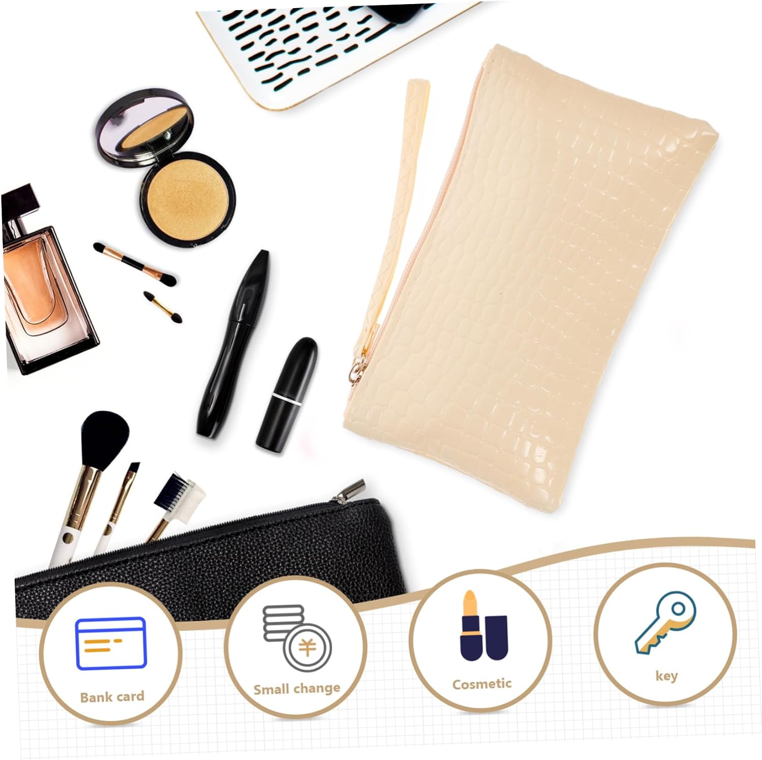 Elegant Print Clutch Purse for Women Fashionable Handbag Wallet Smooth Zipper for Business Cards and Phone