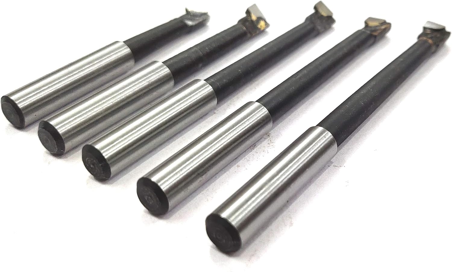 Set of 5 Pcs Carbide Brazed Boring Tools Shank Size 7.90 mm Round- Suitable for Cutting through Boring Head & Tool Holders of 8 mm Bore Size