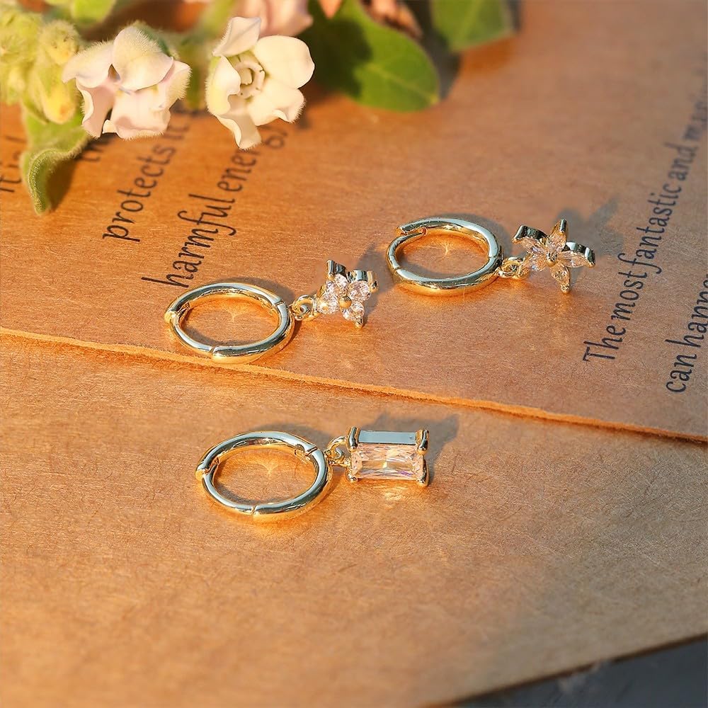 Sterling Silver Post Earrings for Women - Hypoallergenic Cartilage Earrings Dainty 14K Gold Plated Stud Huggie Hoop Earrings Dangle Chain Earrings Gold Plated Jewelry - Image 7