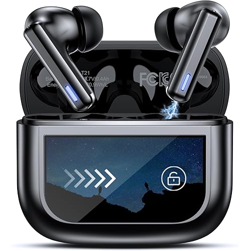 Wireless Earbuds Bluetooth Headphones, Ear Buds with Touch Screen, ANC ENC Noise Cancelling Transparency Mode, 40H Stereo Deep Bass, IPX7 Waterproof, Clear Calls, 5 EQ for iOS Android (Black)