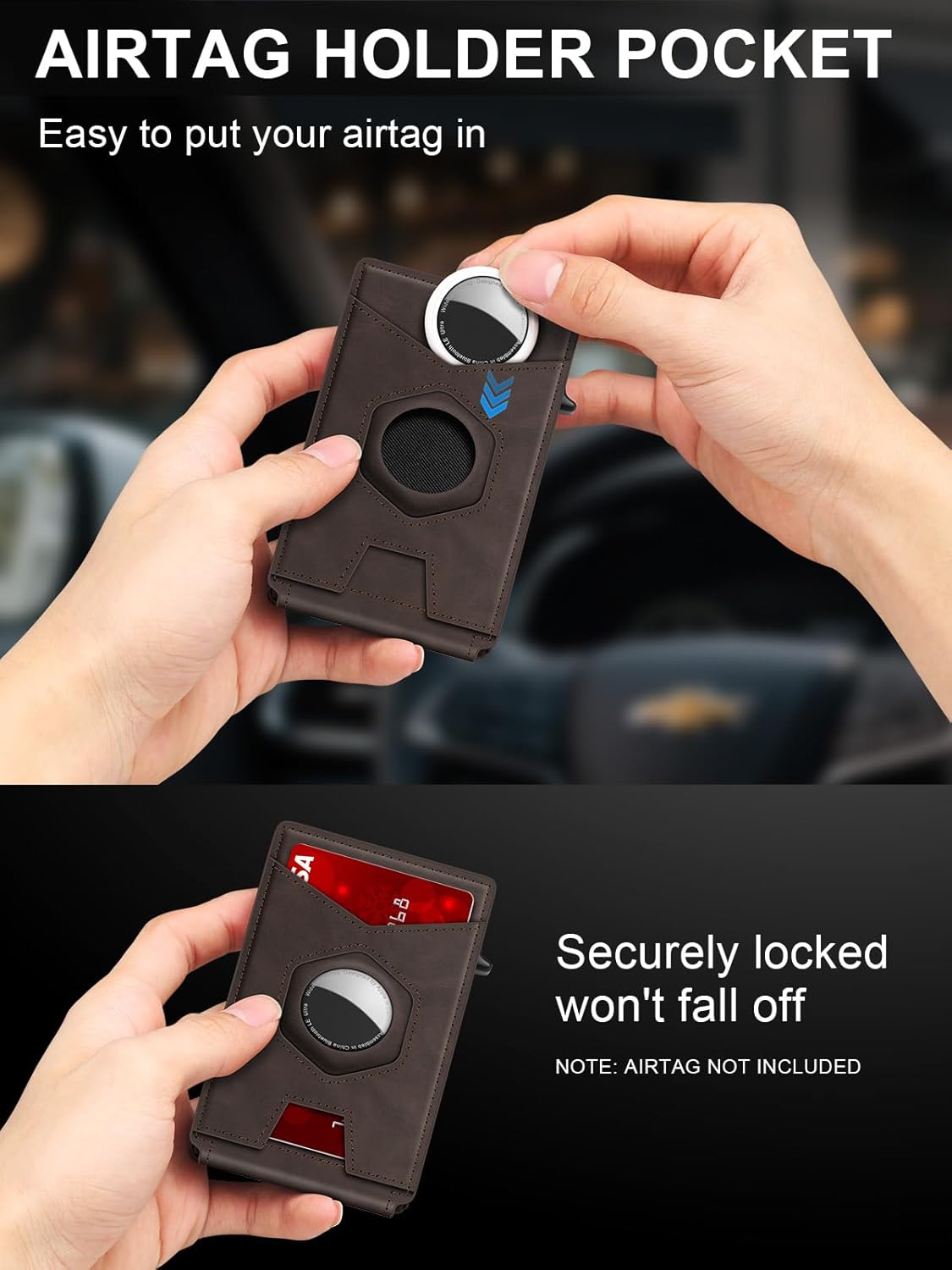 Airtag Wallet for Men, Smart Minimalist Metal Wallet Pop Up Credit Card Holder, Holds 8-12 Cards, RFID Blocking, ID Window & Magnetic Closure, Compact Aluminum Card Case (Gift Box) - Image 5