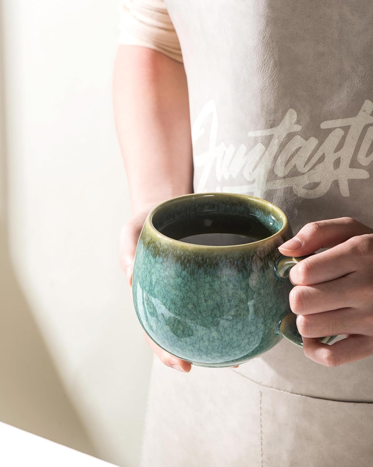 Large Coffee Mugs Set of 4- Ceramic Jumbo Mugs 20 Oz with Handle for Latte, Cereal, Tea, Cocoa, Milk, Thanksgiving Christmas Cups Gift, Microwave, Dishwasher Safe, Reactive Green - Image 6