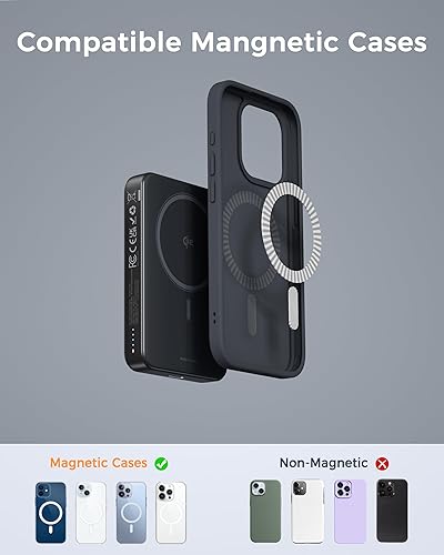 Miniatura 7 de TESSAN Cargador portátil magnético esencial de viaje, certificado Qi2, batería de banco de energía inalámbrica de 10,000 mAh, PD22.5W para carga