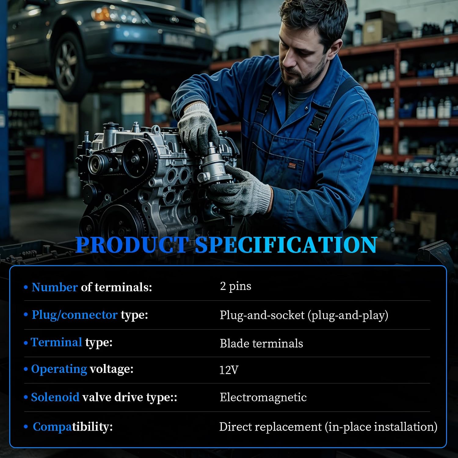 918033 Engine Variable Valve Timing Solenoid Fit for Hyundai Elantra Tucson | Compatible with Hyundai Elantra Tucson,for Kia Forte Seltos Soul Optima 918033 918034 Intake and Exhaust VVT Solenoid