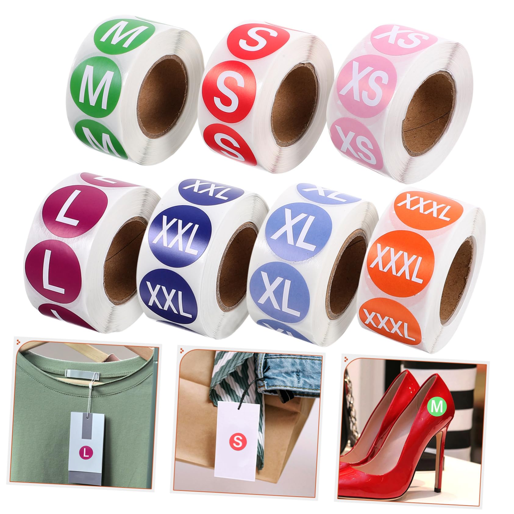 NUOBESTY 14rotoli Etichette Adesive Per Abbigliamento Xs-xxxl Facili Applicare e Retail Etichette Autoadesive Per Design