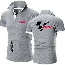 Mens Breathable Polo Shirts for M.o.to.G.P Comfy Half Sleeve Printing T-Shirts Stitching Gym Wear Training Short Sleeve Buttons Tee Top Clothes