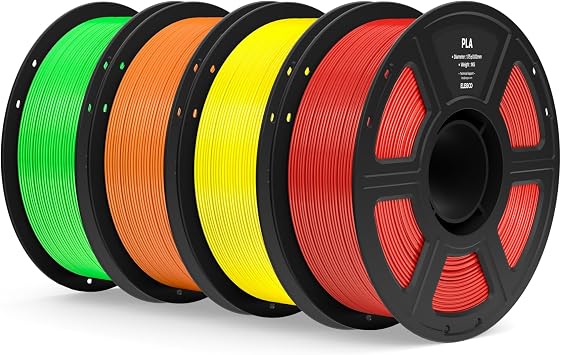 20% off: ELEGOO PLA 3D Printer Filament Bundle 4KG True Red/Yellow/Orange/Neon Green