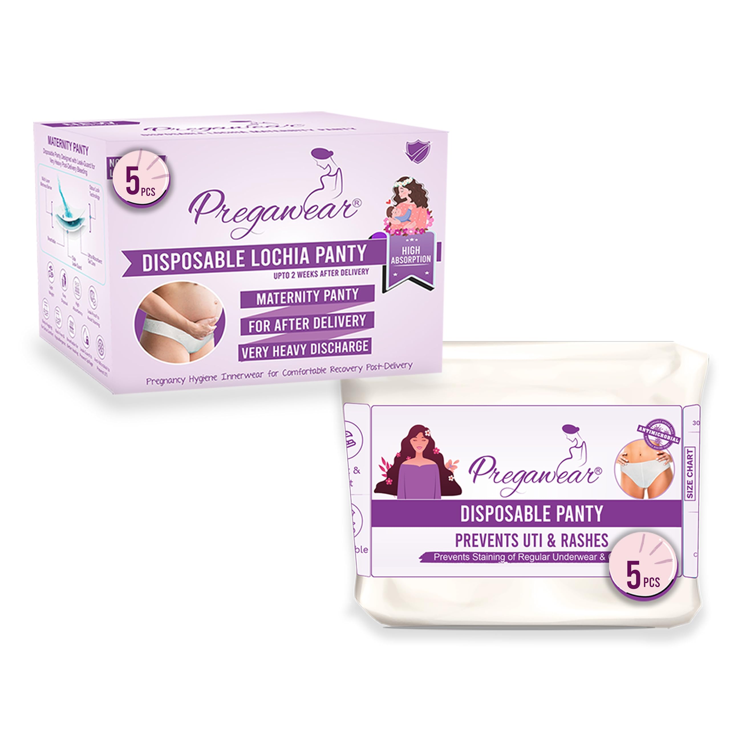 PROWEE|Pregawear Lochia Maternity Panty(5) & Disposable Panties(5) Combo| Leak-Proof, Rash-Free, Antifungal, Hygiene Underwear for Comfortable Recovery| Skin-Friendly After Delivery-image-21