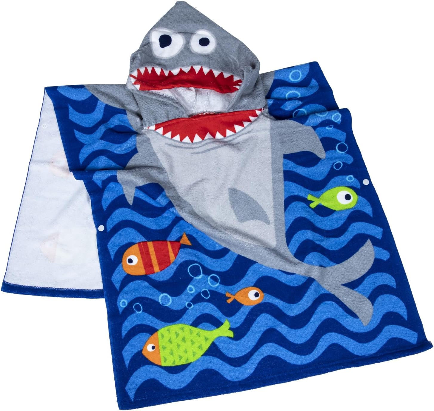 Cute Animal Hooded Beach Towel, Microfiber Bath Towels for Kids Toddler Infant Boy Girl, Animal Towels for Bath Pool Swim Swimwear Summer Beach Cartoon Shower Gifts (24x24 Inch, Shark Blue) - Image 3