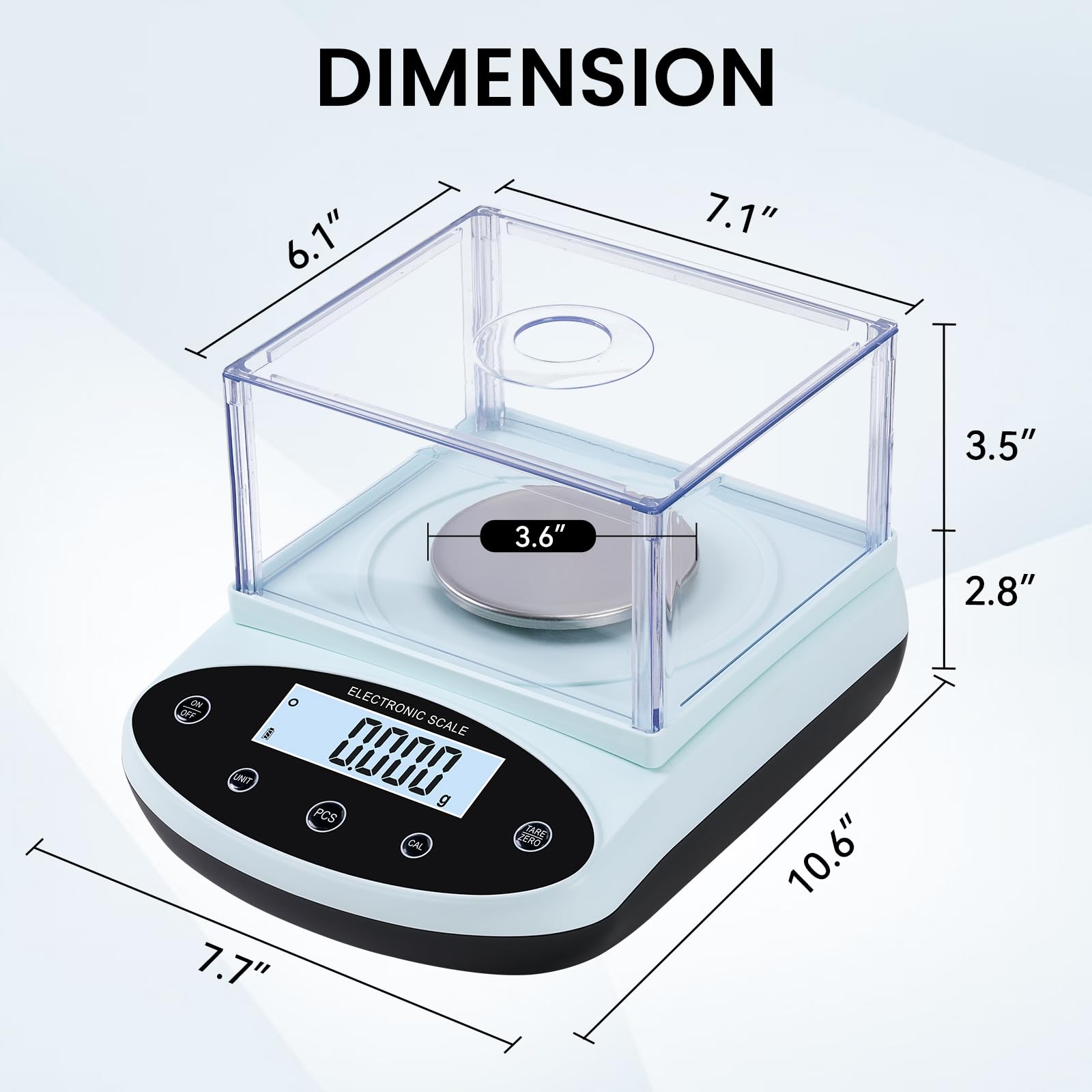 Bilancia digitale da laboratorio, 500 g x 0,001 g, bilancia analitica, precisione 0,001 g, bilancia scientifica di precisione con parabrezza per laboratorio di chimica dei gioielli