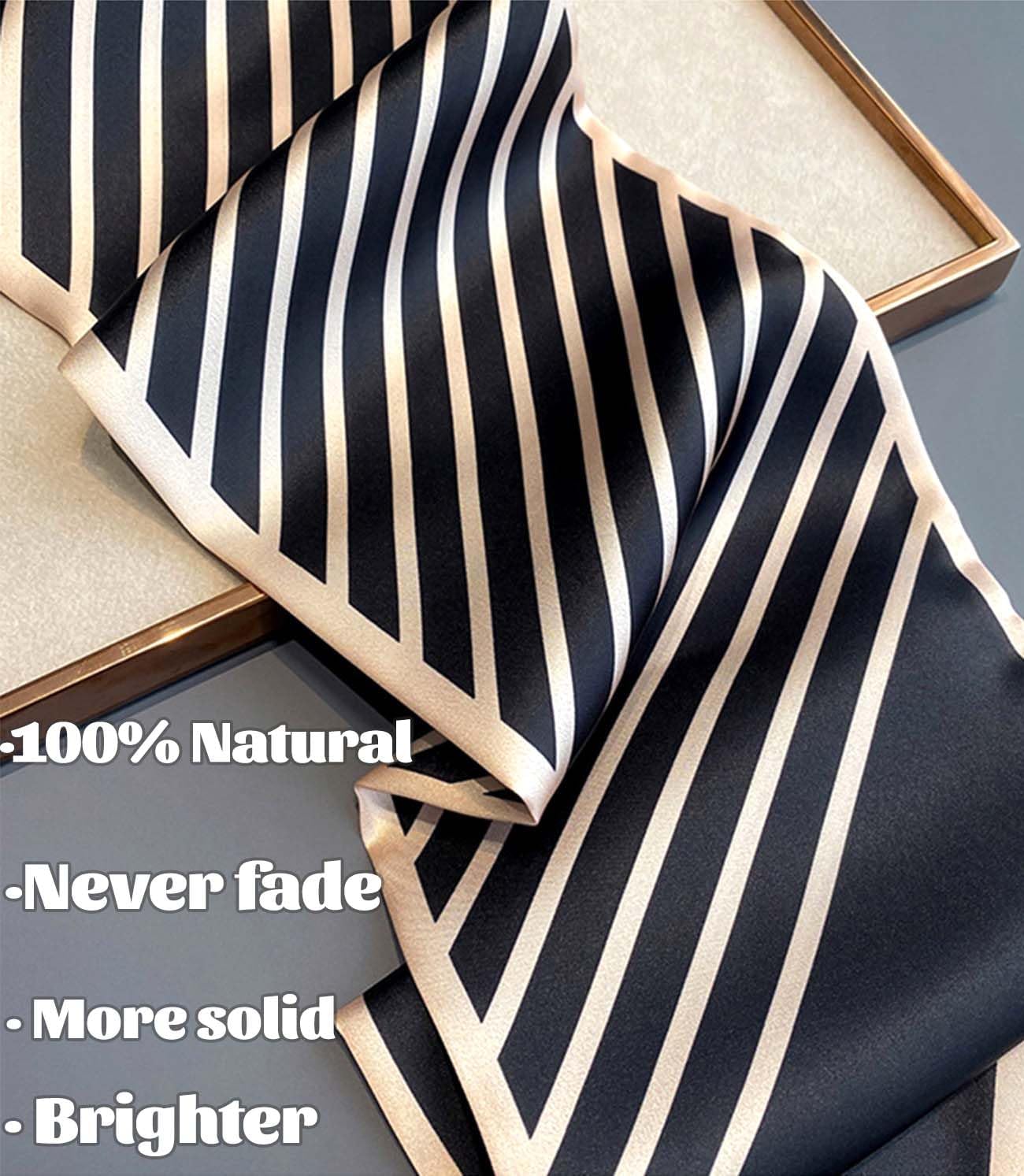 kcctoo 59" Mulberry Silk Like Head Scarf Women's Fashion Square Neck Satin Scarfs for Bag Hair Scarves Gift 59 * 5.9” - Image 3