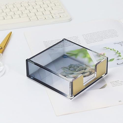 Miniatura 9 de MultiBey Dispensador de notas adhesivas, oro rosa con organizador de suministros de escritorio transparente, accesorios para oficina, hogar,