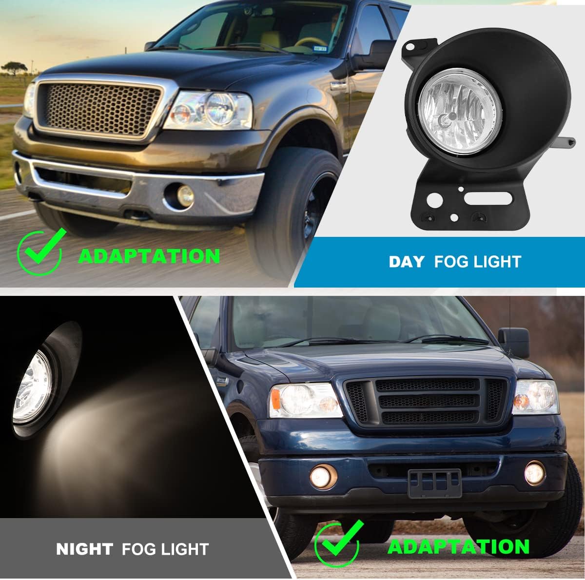 CPW Fog Lights Compatible with 2005 2006 2007 2008 Ford F-150 2006 2007 2008 2010 Lincoln Mark LT Fog Lamp Assembly with H10 12V42W Halogen Bulbs Driver and Passenger Side Clear Lens