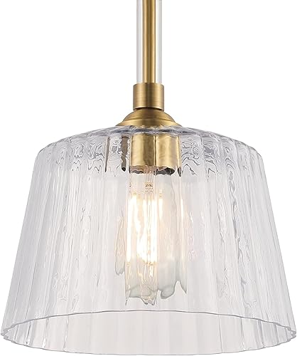 Miniatura 2 de Westinghouse 6130200 Aggie - Colgante transicional de una luz para interiores, acabado de latón cepillado, vidrio acanalado transparente