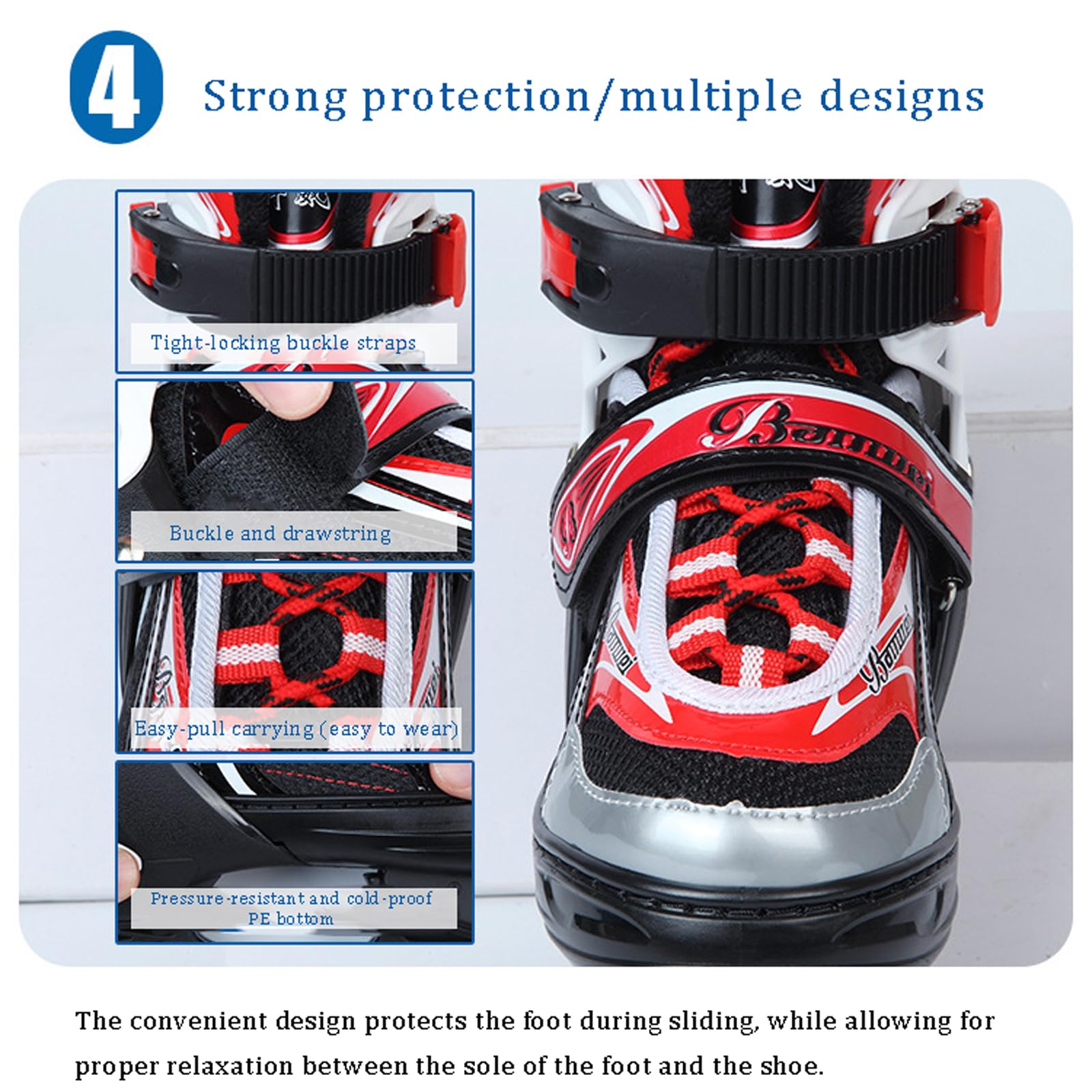 Patins à glace Ice Skates pour Les Adolescent Garçon Fille,Patins À Glace avec Système De Laçage Rapide Et Boucle À Poussoir pour Un Maintien Sûr,Patins réglables en 4 tailles（Trois couleurs）