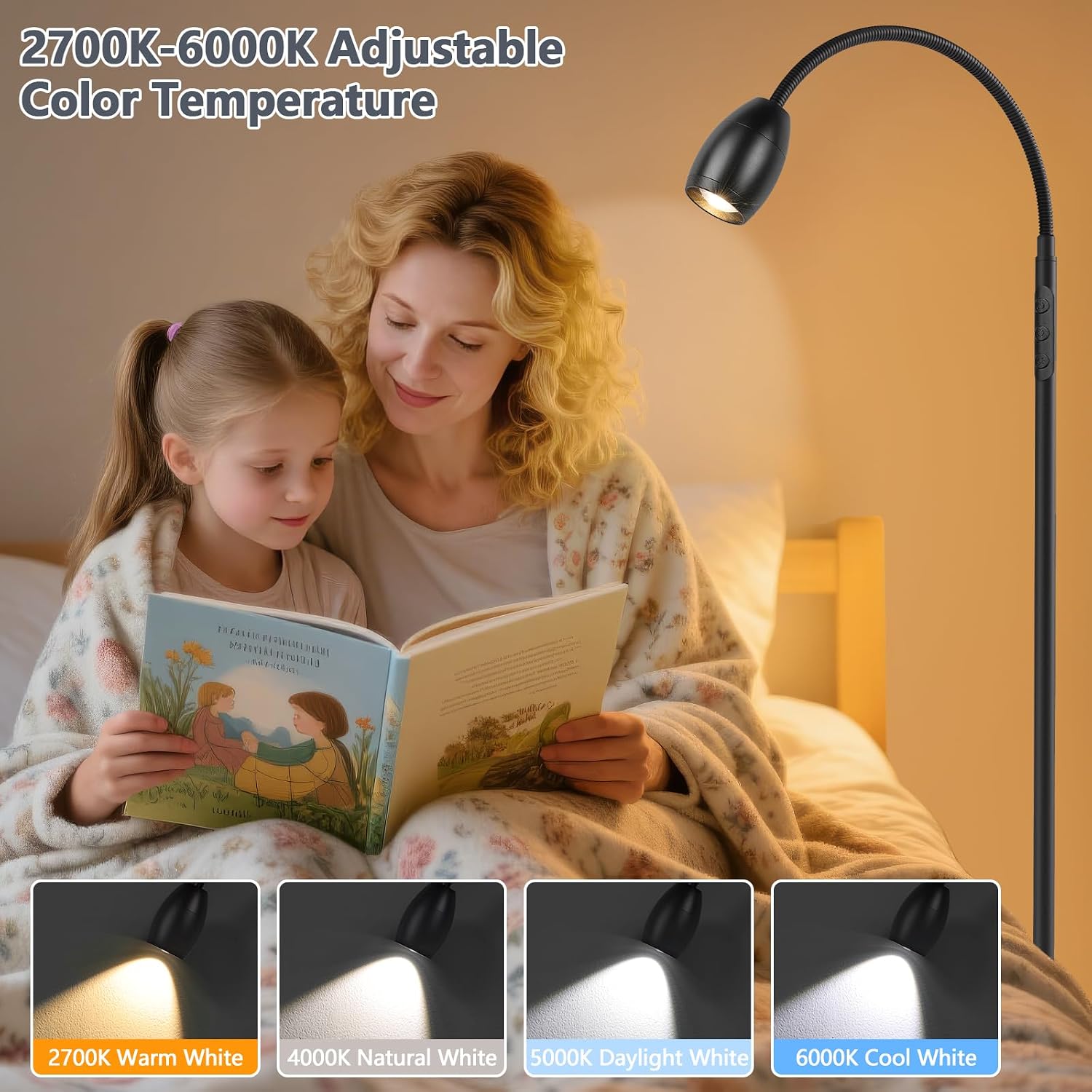 Reading Floor Lamp, 72" LED Dimmable Lamp with Gooseneck,Zoomable Spotlight image 5