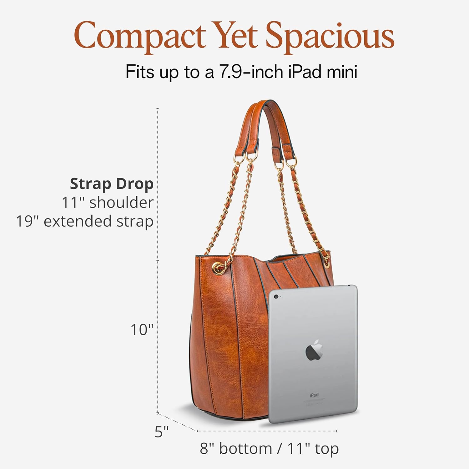 Vegan Leather Purses for Women, Faux Leather Handbags for Women, Bucket Purse, Top Handle Bag | Water Resistant, Chain Straps, Crossbody Purse, Structured Handbag, Everyday Bucket Bag