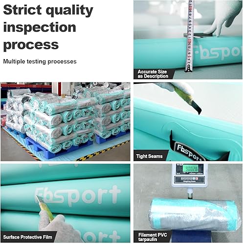 Miniatura 104 de FBSPORT - Colchonetas inflables de entrenamiento de 4 u 8 pulgadas de grosor, pistas de gimnasia para uso en el hogar, animadoras, yoga, Negro/Azul